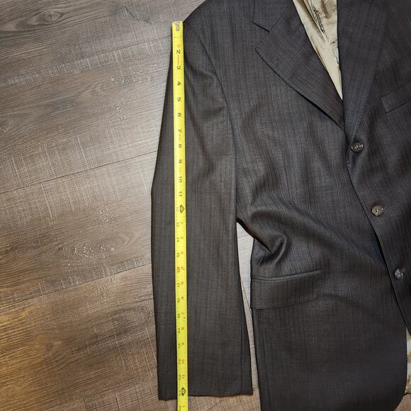 JACK VICTOR Mens Sport Coat Blazer 43R Gray Herringbone Wool Two-Button Notch - Picture 7 of 16